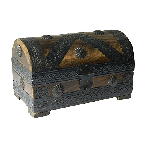 Coffret-pirate Trésor 19x11x12cm Bois de mangui...