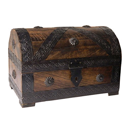 Coffret-pirate Trésor 24x15,5x16cm Bois de mang...