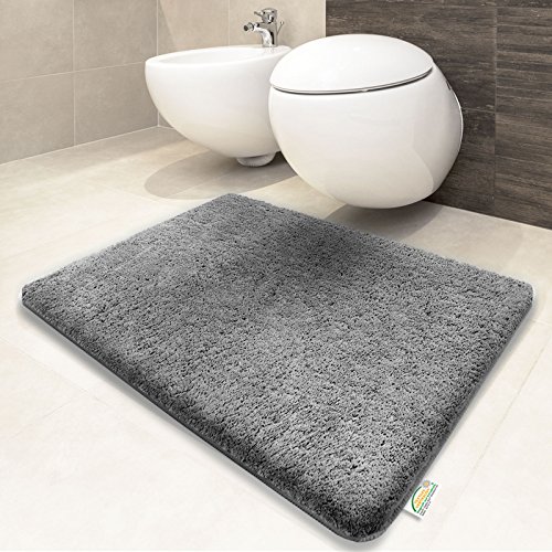 casa pura Tapis de bain gris clair | certifié Oeko-Tex 100 et lavable | poil très doux | plusieurs tailles au choix - 80x150cm code EAN 4250953749709 