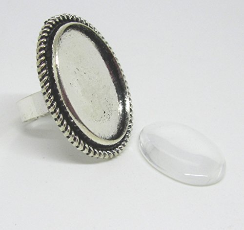 10 anneaux antiksilberfarbene ovale Culot Suppo...