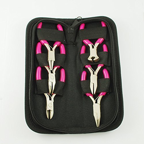 6 Petites pinces rose à bijoux en acier au carb...