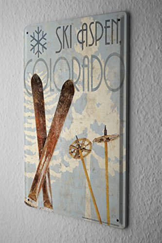 Sport Plaque Émaillée Les bâtons de ski Aspen C...