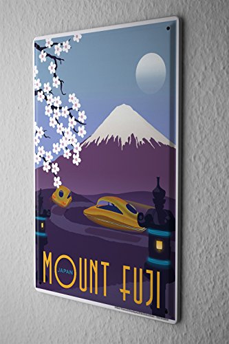 Plaque Émaillée Tour Du Monde Mont Fuji au Japo...