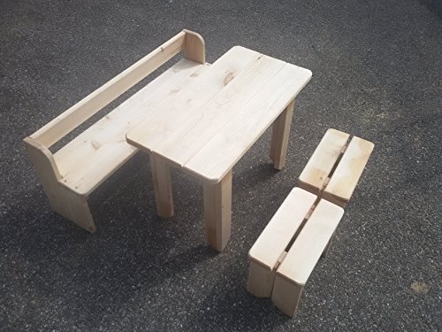 Gartenwelt Riegelsberger Ensemble avec table table deux chaises et banc en bois FSC non-traité Siège enfant Groupe Meubles pour enfants Haute qualité pour groupe de siège Les enfants jardin de jardin table de pique-nique de jardin monde Verrou Berger 4250997121844 (4250997121844)