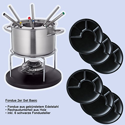 Spring Fondue en acier inoxydable avec 6 assiet...