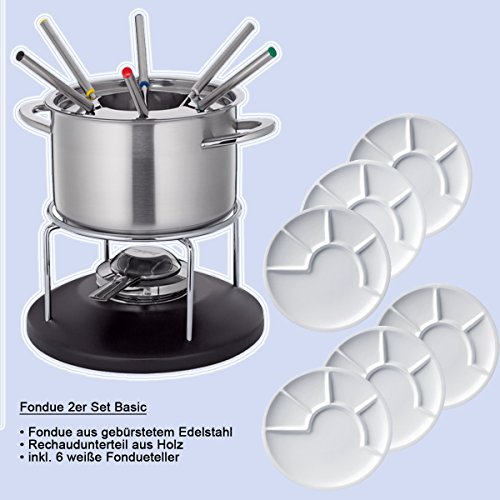 Lot de 2-basic appareil à fondue 18 cm 6 assiet...
