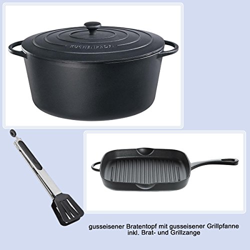 Marmite en fonte avec couvercle 40 cm + Poêle g...