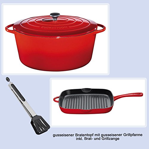 Marmite en fonte 40 cm avec couvercle avec poêl...