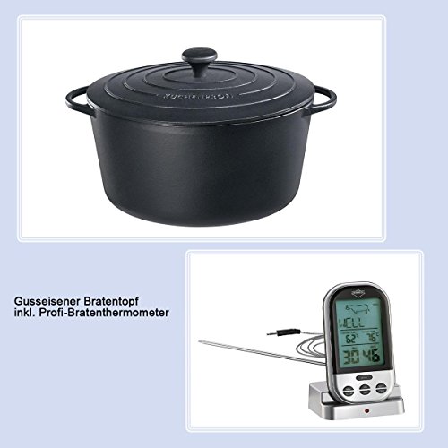 Marmite en fonte 31 cm avec couvercle dans noir...