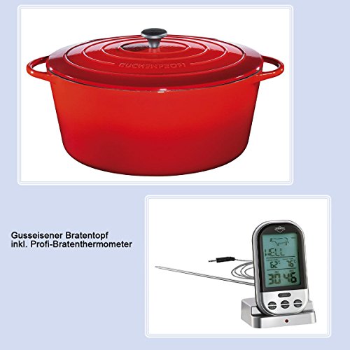 Marmite en fonte 40 cm en rouge avec couvercle ...