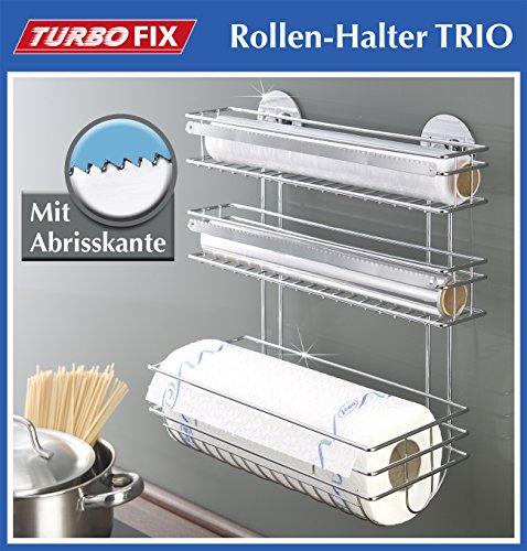 Porte essuie-tout 3 en 1 en métal chromé avec b...