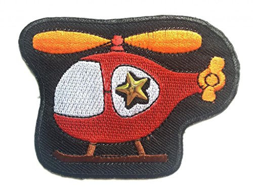 Ecusson - hélicoptère enfants - rouge - 8x6.2cm...