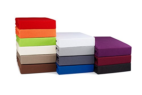 SHC Textilien Drap-housse Topper en jersey indémodable Boxspring draps-housses - 3 tailles und 13 couleurs - 100% coton - 160g/m² marron 140-160 x 200 cm code EAN 4251075306986 