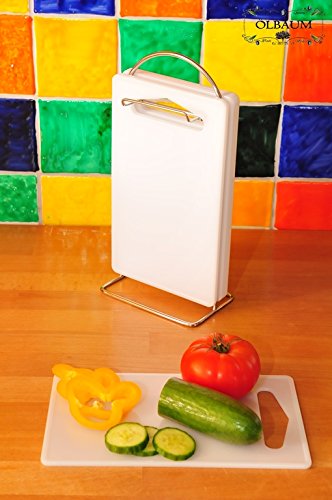 6 x Küchenbrettchen avec support en acier inoxy...