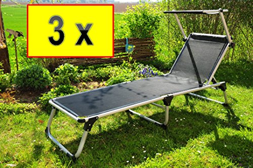 3 x Jardin & chaise longue avec auvent pREMIUM ...