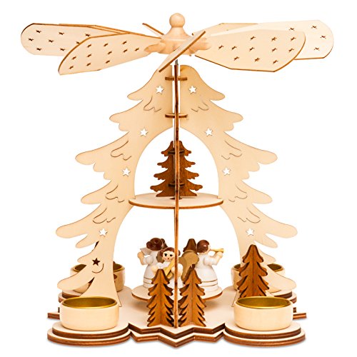 SIKORA Weihnachtswelt SIKORA P27 Pyramide de Noël en bouleau avec bougies chauffe-plat - H : 26 cm code EAN 4251085275180 