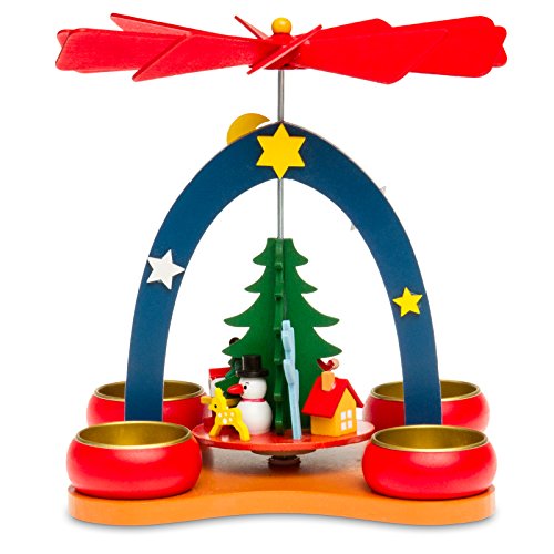 SIKORA Weihnachtswelt SIKORA P26 Petite Pyramide de Noël multicolore avec bougies chauffe-plat en bois - H:19cm code EAN 4251085275197 