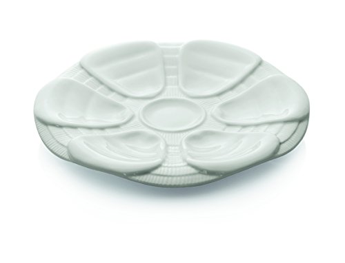 Assiette à huîtres en porcelaine Blanc - pour 6...