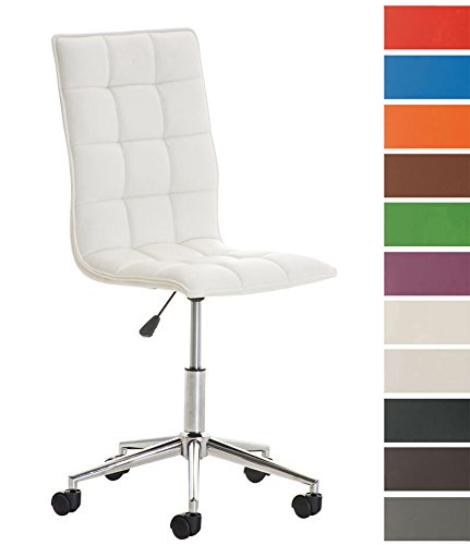 CLP Moderne tabouret de travail peking, chaise de bureau avec assise matelassée, hauteur de l'assise 46 - 58 cm, jusqu'à 12 couleurs au choix blanc code EAN 4251152652081 