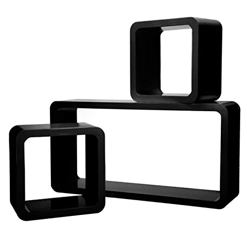 ECD Germany Étagère murale Set de 3 cubes Noir ...