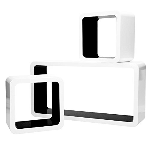 Étagère murale Set de 3 cubes Blanc-Noir