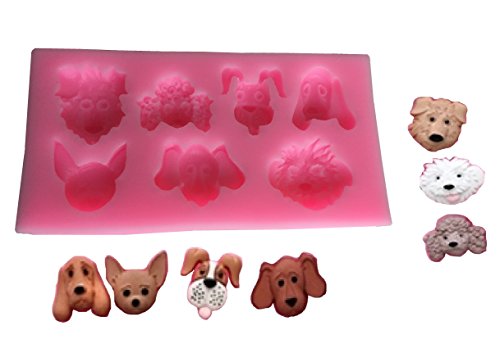 Chien Chiot Têtes Fondant moule en silicone Mou...