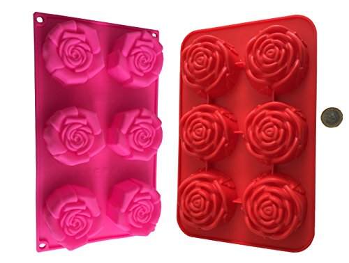 Lot de 2 roses fleurs moule en silicone Moule C...