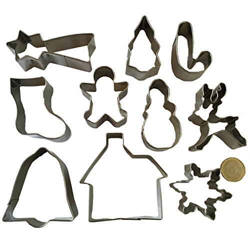 ROYAL HOUSEWARE Jeu de 10 Mega Noël acier inoxydable STAEDTLER 093119 Emporte-pièce forme étoile étoile renne Cloche étoile de Noël bottes neige Maison sucre d'orge Bonhomme de neige Flocon de neige bonhomme de neige renne sucre d'orge Arbre de Noël Bonhomme de neige étoile noël Tampon forme Emporte-Pièces À Biscuits Pâtisserie Biscuit de Royal House marchandises code EAN 4251184312991 