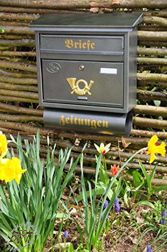BTV Grande boîte aux lettres XXL, qualité premium, galvanisé, revêtement poudre FG/SI Grande en argent acier inoxydable couleurs Compartiment pour journal journaux Post Antique Boîte aux lettres Plaque code EAN 4251200227261 