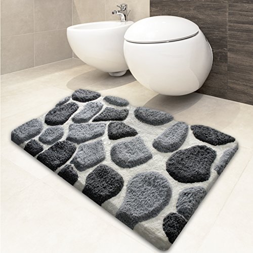 Tapis de bain casa pura® Patty gris-blanc | ult...