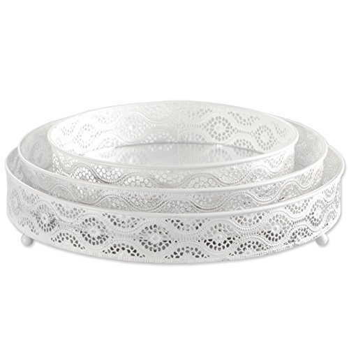 Druline Plateau miroir Plateau Coupelle bougie Bac bougie Shabby Chic HA-002ST - blanc, Ø 29 cm code EAN 4251235733171 