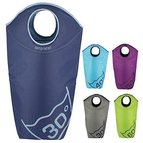 tempracell Tempracell - Paniers à linge pliables - Grand sac de linge sale - Avec inscription degrés de lavage - Bleu foncé 30 degrés code EAN 4251329900618 