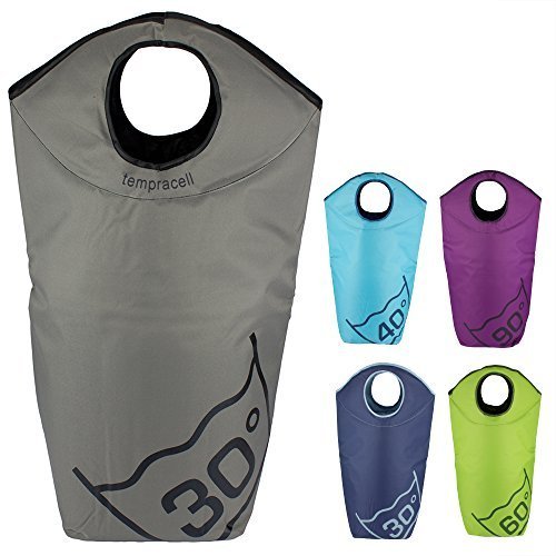 tempracell Tempracell - Paniers à linge pliables - Grand sac de linge sale - Avec inscription degrés de lavage - Gris 30 degrés code EAN 4251329900632 