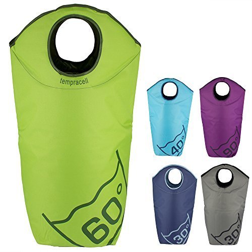 tempracell Tempracell - Paniers à linge pliables - Grand sac de linge sale - Avec inscription degrés de lavage - Vert 60 degrés code EAN 4251329900663 