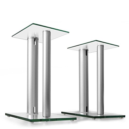 Paire de supports pour enceintes verre & alu <10kg