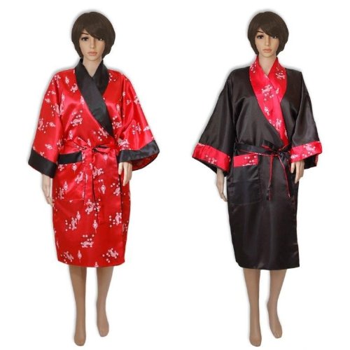 Peignoir satin, kimono, robe de chambre, tuniqu...