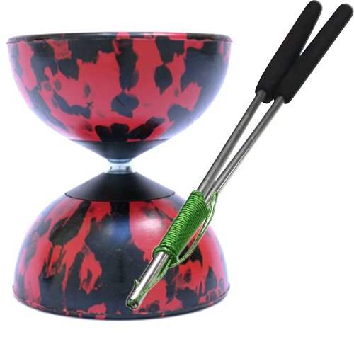 Mister Babache Diabolo Harlekin - Taille Medium - Baguettes en Aluminium - 2 Couleurs Noir/Rouge 4260178810306 (4260178810306)