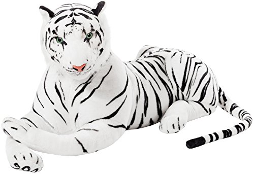 Peluche géante - tigre 110 cm - blanc