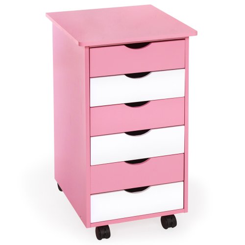Commode pour enfant 65 x 36 x 40 cm rose/blanc ...