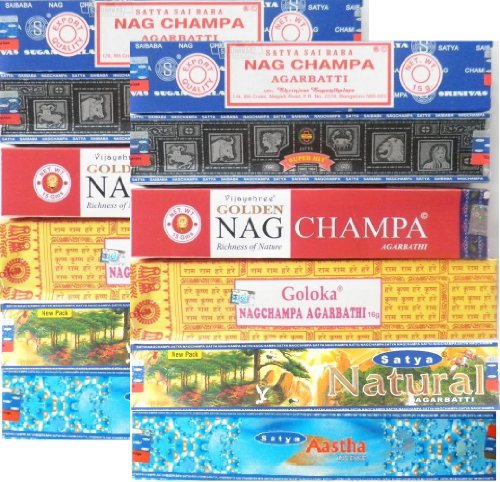 Satya Shrinivas Sugandhalaya Assortiment d'encens Nag Champa varié 12 boîtes Parfum indien d'intérieur 4260194344946 (4260194344946)