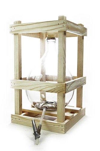 Bonbonne en verre 10 L dans un support en bois ...