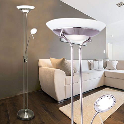 Lampadaire avec 2 lumières Lampe à pied LED Lum...