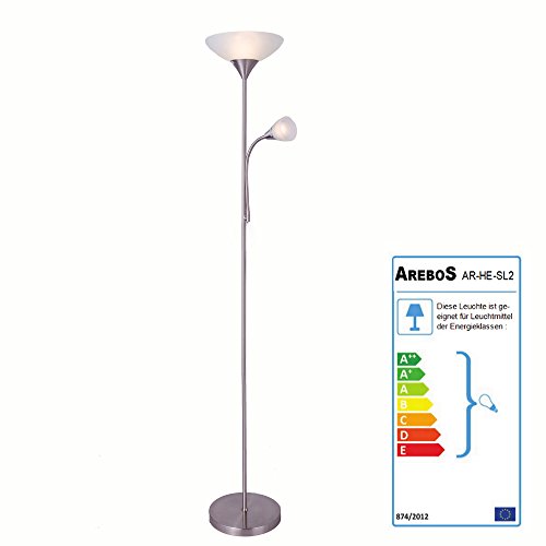 Lampadaire avec 2 lumières Lampe à pied LED Lum...