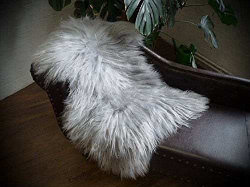 Natur-Fell-Shop Certifié Island Tapis Peau d'agneau peau de mouton gris/gris argenté 100-110 cm code EAN 4260231232564 
