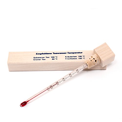 Thermomètre avec socle en bois pour thé, eau, c...