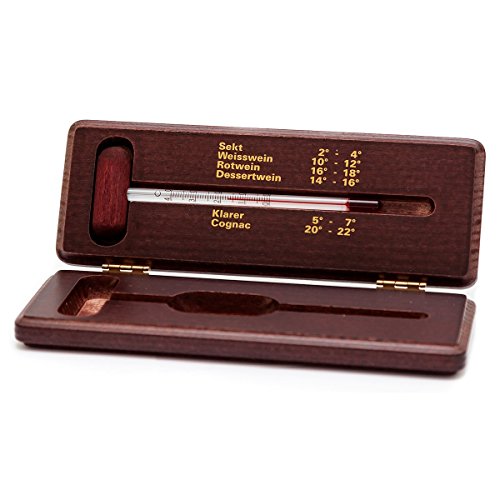 2742 thermomètre à vin en coffre en bois d'acaj...