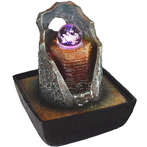 Agora-Tec - fontaines d'intérieur "magic" avec rotation sphère de verre avec quatre couleurs led éclairage, très agréable ruisseau tranquille - 21 cm de haut code EAN 4260262716347 