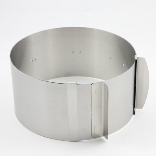 Menz Stahlwaren Menz cercle à gâteau avec échelle, 1 unité, 8,5 cm de hauteur, diamètre réglable de 16 à 30 cm, acier inoxydable - qualité "Made in Germany" code EAN 4260268832010 