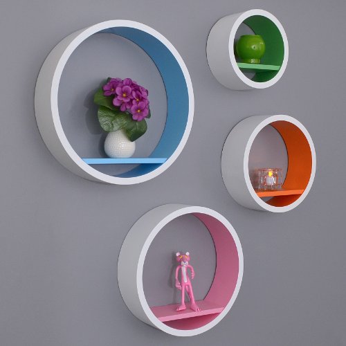 Jeu de 4 étagères rondes style années 70 Blanc