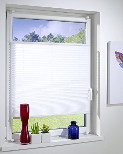 Store plissé tendu fixation à serrage blanc, la...